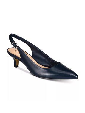 Bella Vita Scarlett Slingback Kitten Heel Pumps Navy Leather Women's - Size 9M